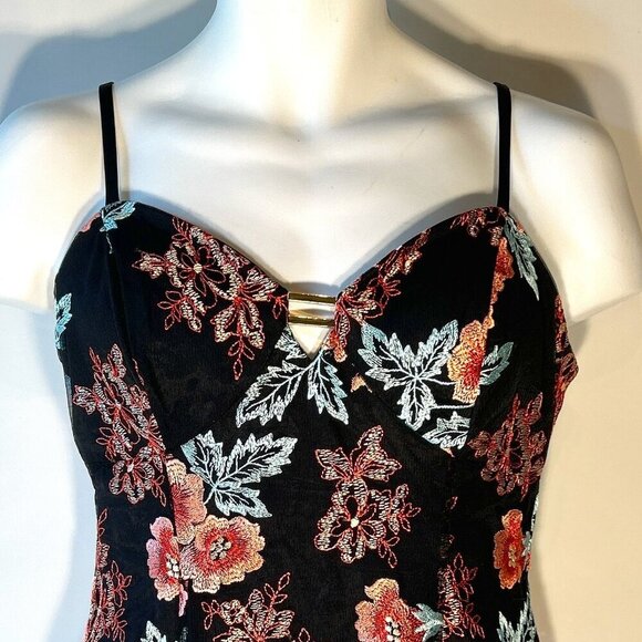 Guess SZ M Black Embroidered Mesh 80's Dress Boho Whimsigoth Fairy Sexy Y2K - Picture 7 of 15